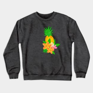 Tropical pineapple print with plumeria flowers. Crewneck Sweatshirt